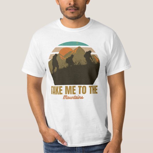 "Bring mich in die Berge" Retro-Silhouette T-Shirt (Vorderseite)