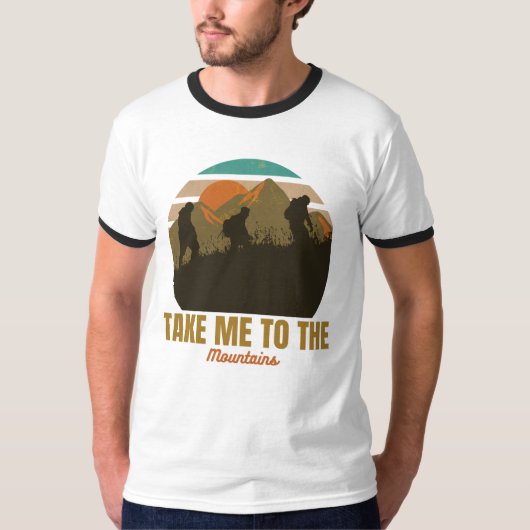 "Bring mich in die Berge" Retro-Silhouette T-Shirt (Vorderseite)
