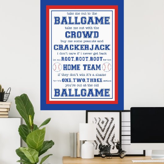 Bring mich raus zum Ballspiel, Baseball Poster (Heimbüro)