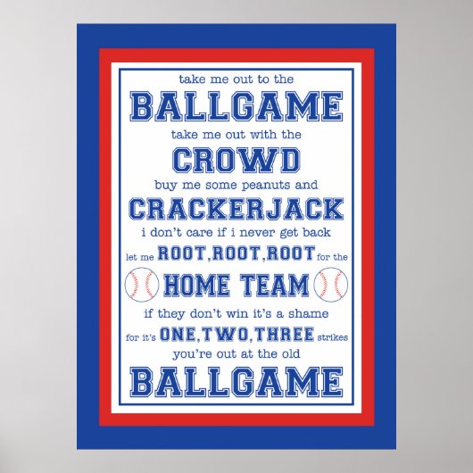 Bring mich raus zum Ballspiel, Baseball Poster (Vorne)