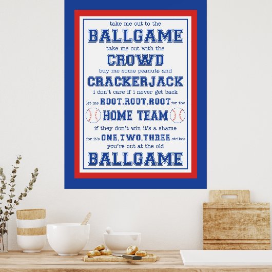 Bring mich raus zum Ballspiel, Baseball Poster (Küche)