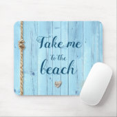 "Bring mich zum Strand" hellblaues rustikales Holz Mousepad (Mit Mouse)