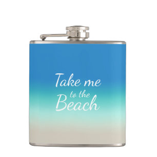 "Bring mich zum Strand" Moderne blaue Ombre  Flachmann