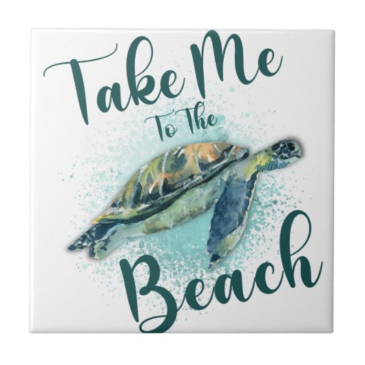 Bring mich zum Strand, Sea Turtle Fliese (Vorderseite)
