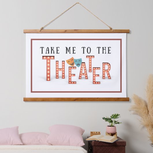 Bring mich zum Theater Marquee Lights Wandteppich Mit Holzrahmen (Schlafzimmer)