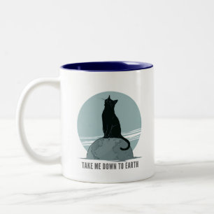 Bring mich zurück auf die Erde Schwarze Katze Zweifarbige Tasse