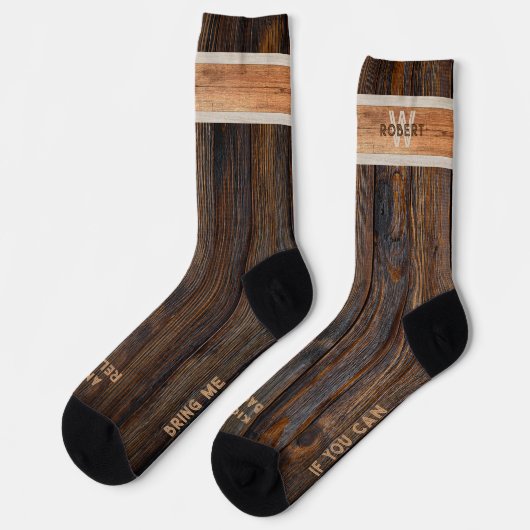 Bring mir Bier rustikales Holz Tone Brown Socken (Linkes Detail)