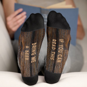 Bring mir Bier rustikales Holz Tone Brown Socken