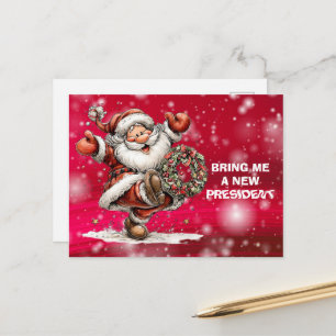 Bring mir einen neuen Präsidenten Weihnachtsmann Feiertagspostkarte