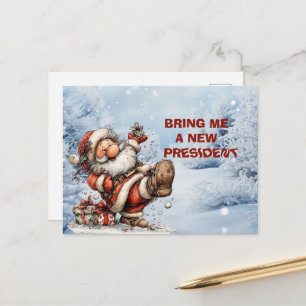 Bring mir einen neuen Präsidenten Weihnachtsmann Feiertagspostkarte