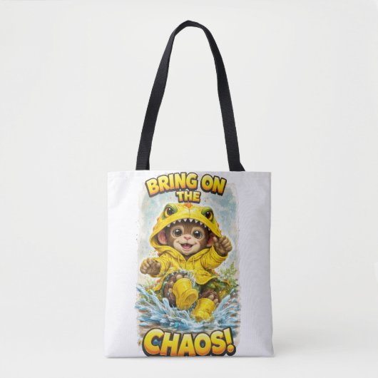 Bring on the Chaos Cute Dino Tote Bag Tasche (Vorderseite)