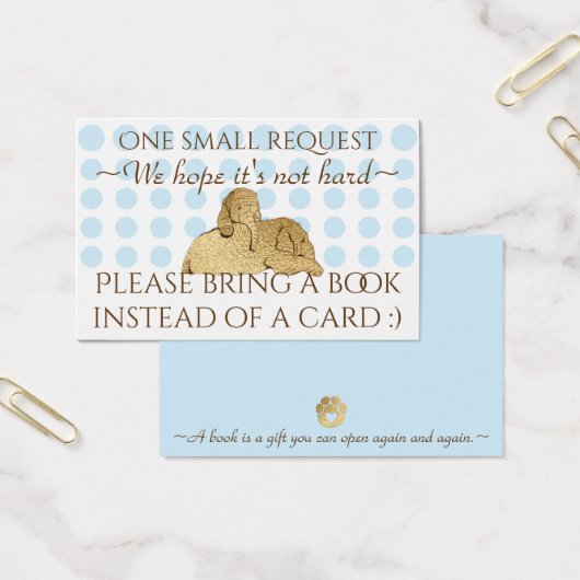 BringABook Insert Card Baby Blue Gold Elephant (Büro)