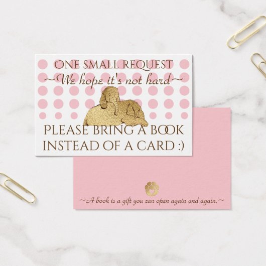 BringABook Insert Card Baby Pink Gold Elefant (Büro)