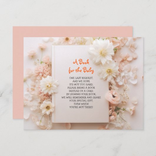 BRINGEN EINES BUCHES Pfirsichfarbene Kinderdusche Einladung (Vorne/Hinten)