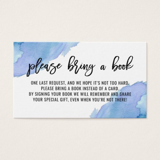 BRINGEN EINES BUCHS Watercolor Blue Baby Dusche (Vorderseite)