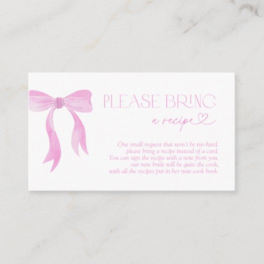 Bringen Sie bitte eine Rosa-Bow-Abschlusskarte mit Begleitkarte (Vorderseite)