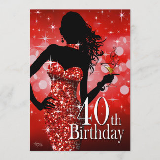 Bringen Sie den Bling 40. Geburtstag| rot Einladung