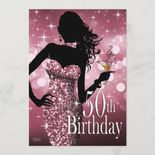 Bringen Sie den Bling Sparkle 50. Geburtstag   Mau Einladung