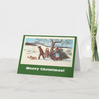 Bringen Sie den Weihnachtsbaum nach Hause Feiertagskarte