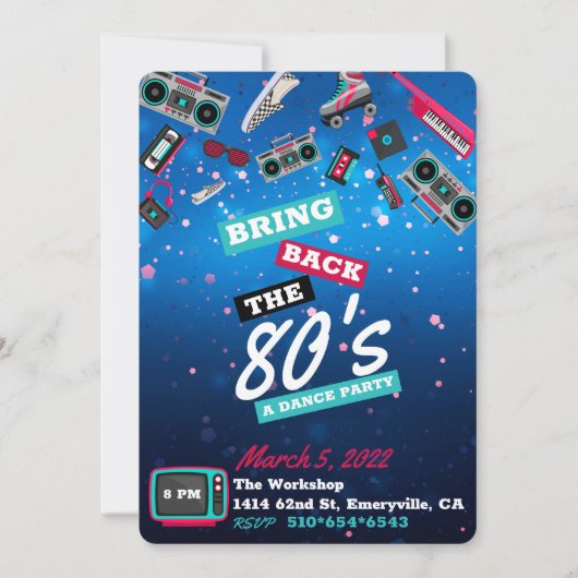 Bringen Sie die 80er zurück | Retro Dance Party Einladung (Vorderseite)
