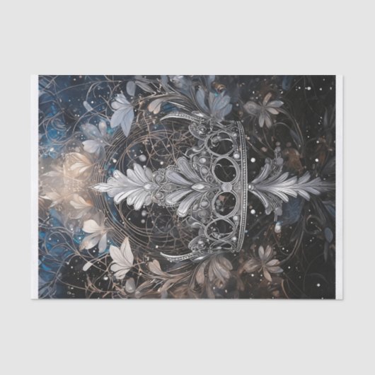 Bringen Sie die Bling, Silvery Funkelnd Tiara an Seidenpapier (Vorderseite)