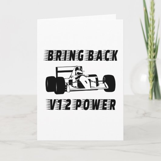 Bringen Sie die V12 Power Race Car Silhouette zurü Karte (Vorderseite)
