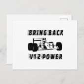 Bringen Sie die V12 Power Race Car Silhouette zurü Postkarte (Vorne/Hinten)