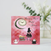 Bringen Sie ein Buch Alice & Pink Flamingo Baby Du Einladung (Stehend Vorderseite)