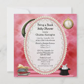 Bringen Sie ein Buch Alice & Pink Flamingo Baby Du Einladung (Rückseite)