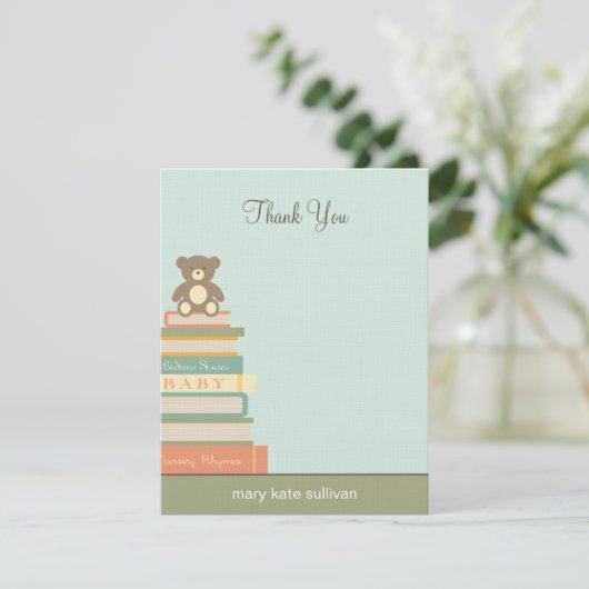 Bringen Sie ein Buch Baby Dusche Danke Karten (bla (Stehend Vorderseite)