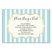 Bringen Sie ein Buch - Blue White Stripes Kinderdu Tischnummer (Vorderseite)