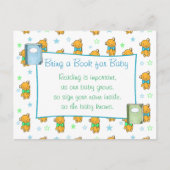 Bringen Sie ein Buch für Baby Blue Jungs Babydusch Postkarte (Vorderseite)