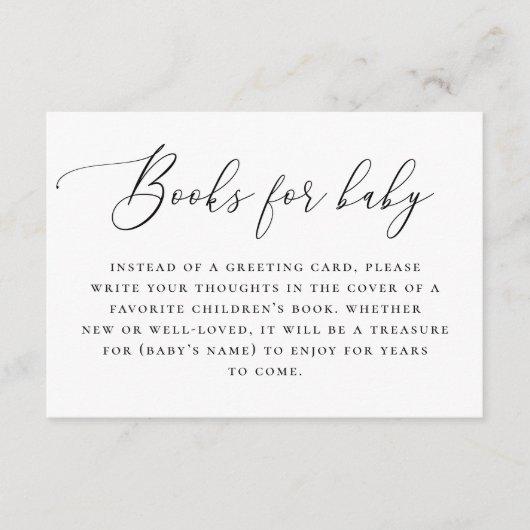 Bringen Sie ein Buch für Ihre Babyanfrage mit. Sch Begleitkarte (Vorderseite)