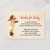 Bringen Sie ein Buch Kleine Firefighter-Babyduschk Platzkarte (Vorderseite)