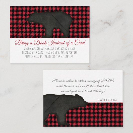 Bringen Sie ein Buch Lumberjack Kariert Bärenjunge Begleitkarte (Vorne/Hinten)