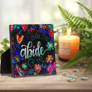 Bringen Sie ein Hübsches, floral ONE WORT Inspiriv Fotoplatte
