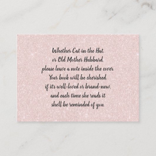 Bringen Sie eine Babydusche mit rosa Buchungsanfra Begleitkarte (Rückseite)