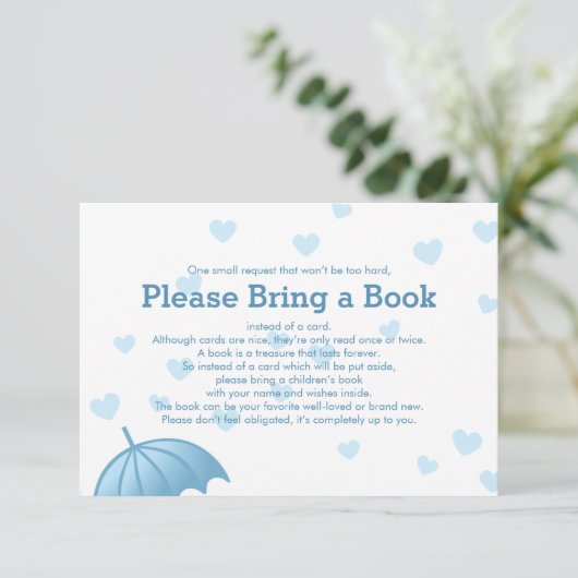 Bringen Sie eine Blue Umbrella Hearts Beilage Card Begleitkarte (Stehend Vorderseite)