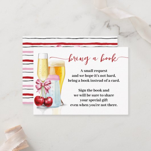 Bringen Sie eine Buchblase mit Babydusche. Platzkarte (Vorderseite/Rückseite Beispiel)