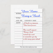 Bringen Sie eine Bucheinlage mit Begleitkarte (Vorne/Hinten)