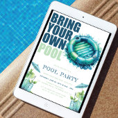 Bringen Sie Ihr eigenes Pool-Party Blue Türkis Einladung