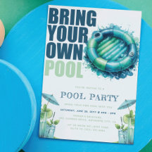 Bringen Sie Ihr eigenes Pool-Party Blue Türkis