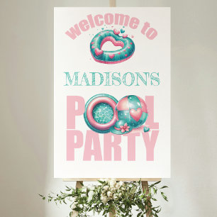 Bringen Sie Ihr eigenes Pool-Party Pink Begrüßungs Poster