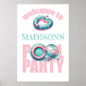 Bringen Sie Ihr eigenes Pool-Party Pink Begrüßungs Poster (Vorne)