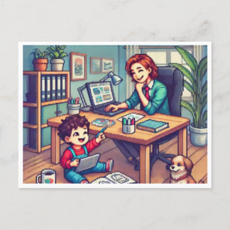 Bringen Sie Ihr Kind zum Arbeitstag Feiertagspostkarte