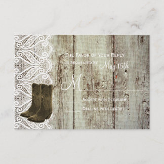 Bringen Sie Ihre Boots Country Wedding RSVP Karten