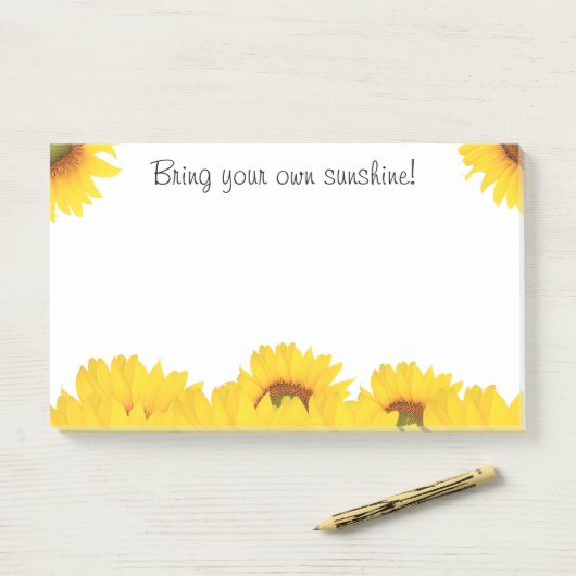 Bringen Sie Ihre eigenen Sonnenblumen mit Post-it Klebezettel (Auf Schreibtisch)