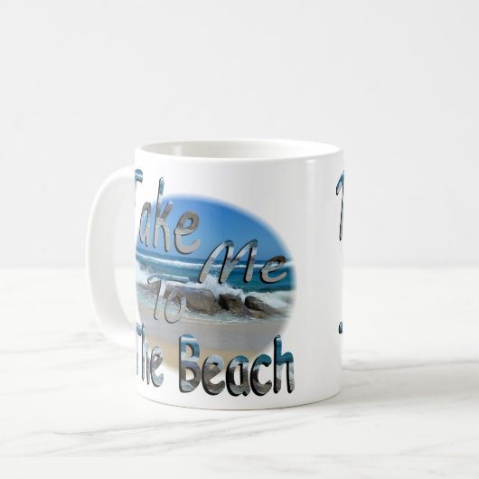 Bringen Sie mich an den Strand! Kaffeetasse (Vorderseite Links)