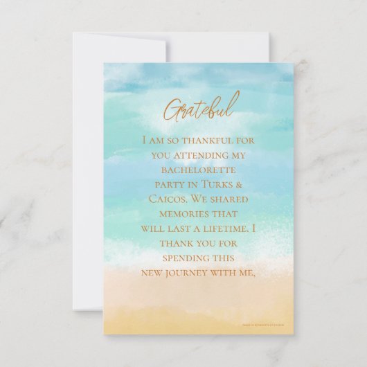 Bringen Sie mich zu Turks Vacation Bachelorette Ho Dankeskarte (Rückseite)