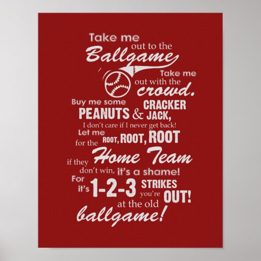Bringen Sie mich zum Ballgame - Rot Poster (Vorne)